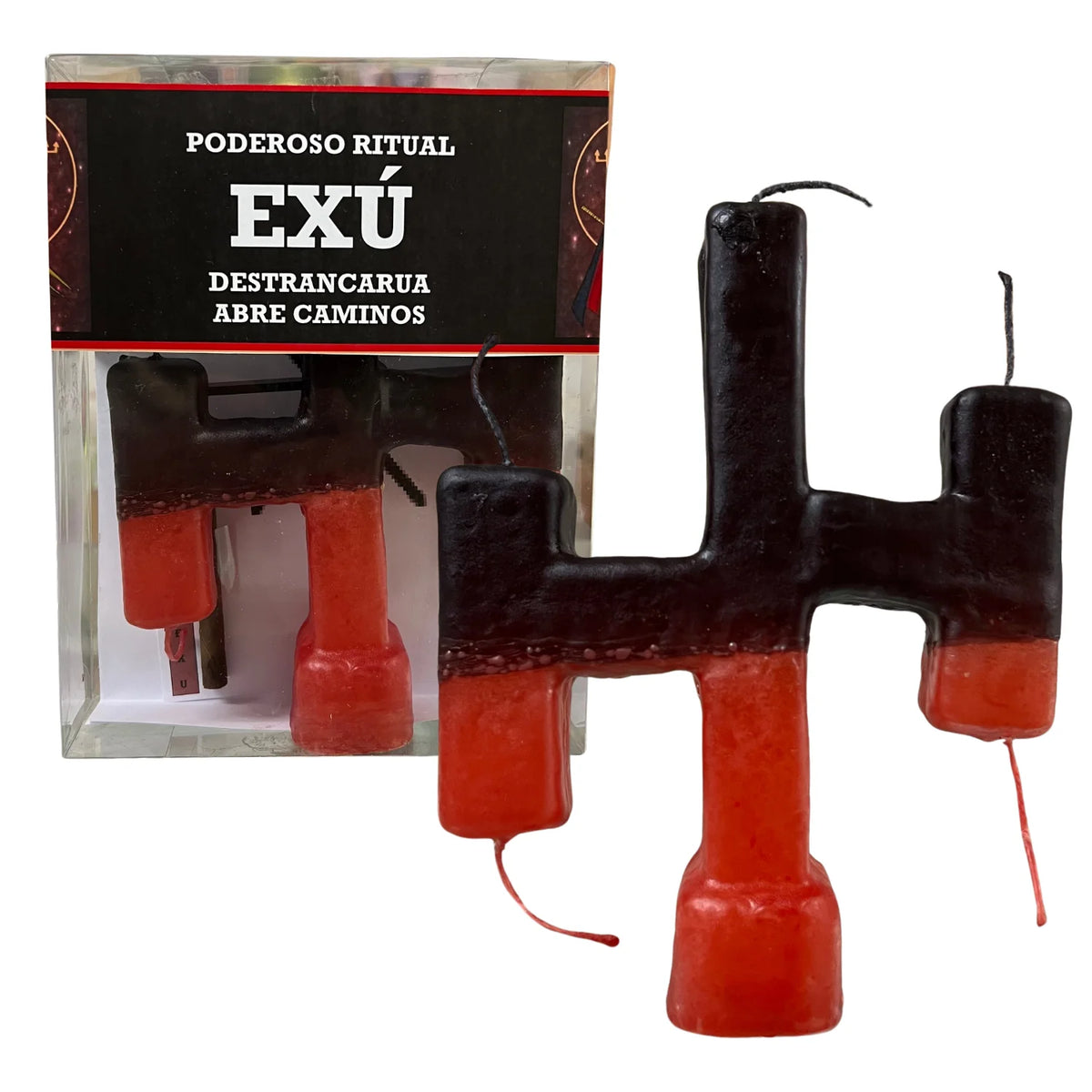 Ritual de Exú Abrecaminos — Vela de 5 Mechas y Aceite Desatrancadera