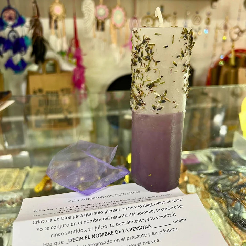 Vela Ritual del Cordero Manso — Amansamiento, Calma y Armonía