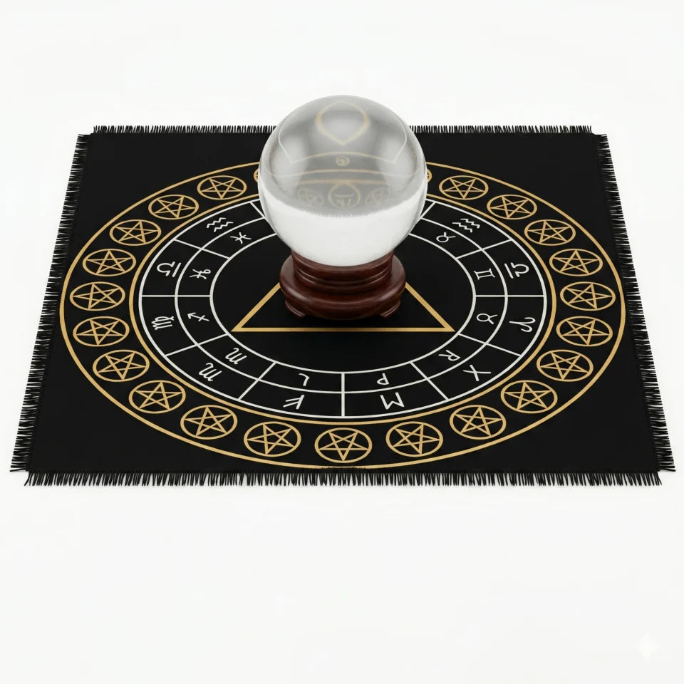 Esfera de Cristal de 10 cm con Soporte y Tapete Ritual