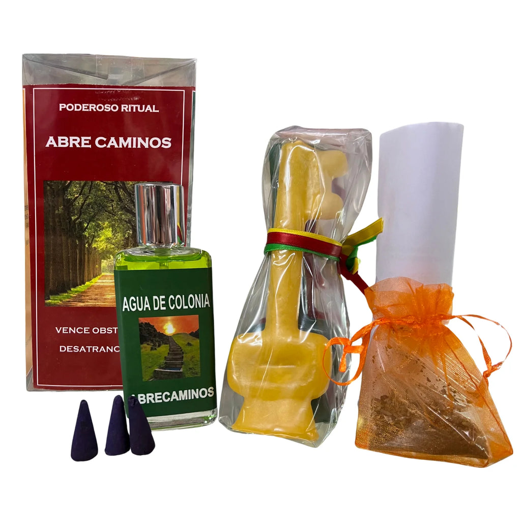 Kit Ritual Abrecaminos Completo — Velas Llave, Hierbas e Incienso