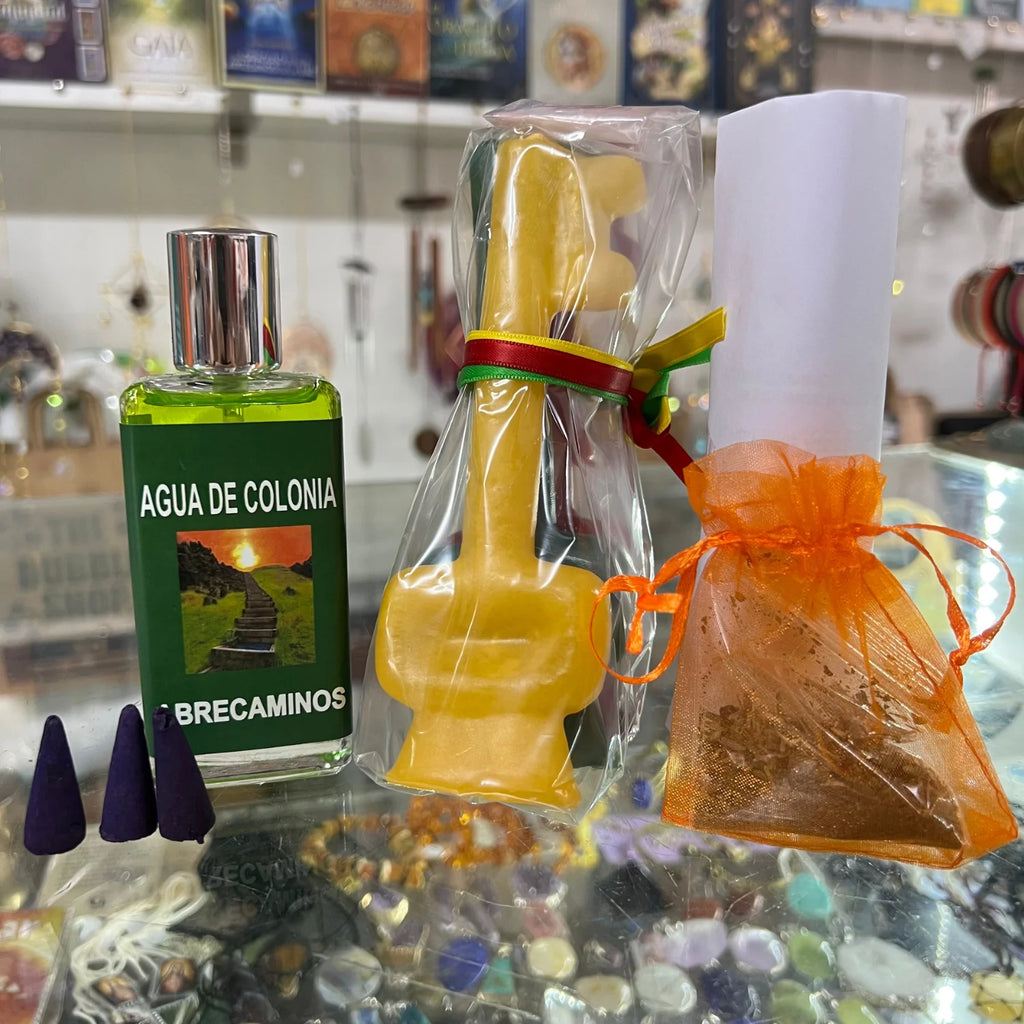 Kit Ritual Abrecaminos Completo — Velas Llave, Hierbas e Incienso