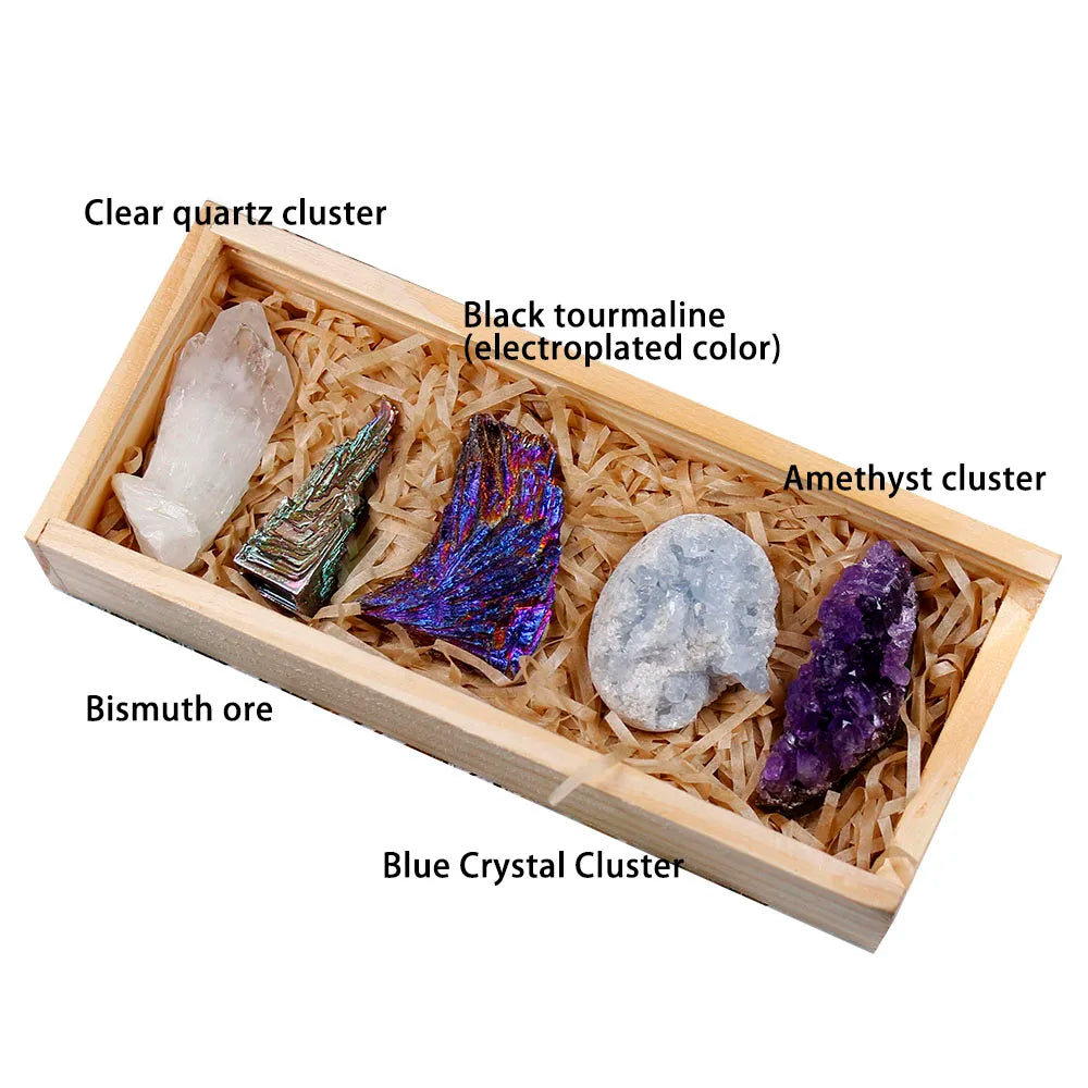 Cofre del Tesoro de Minerales Naturales — Colección de Cristales