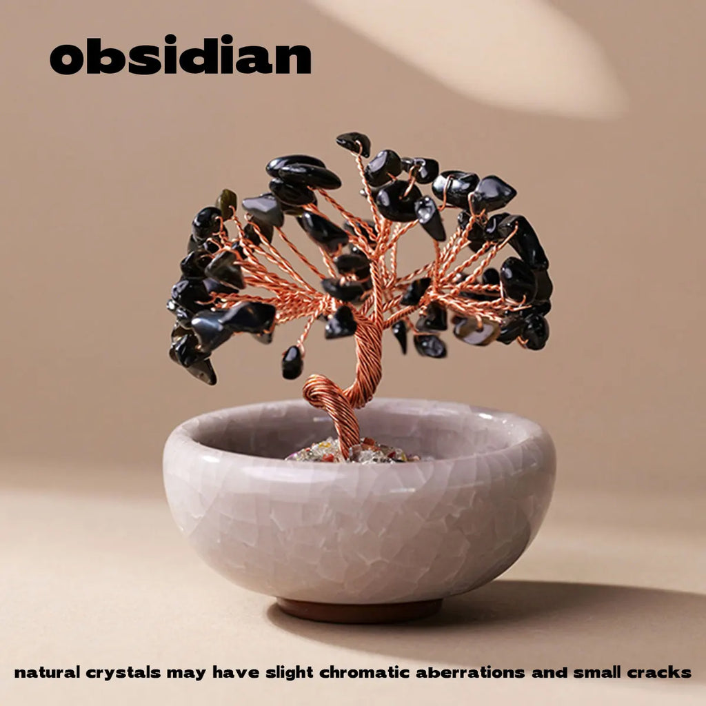 Árbol de la Abundancia con Cristales Naturales — Feng Shui y Decoración Espiritual