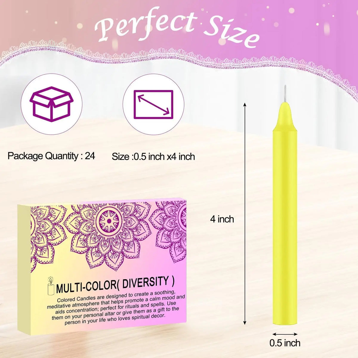Pack de 24 Velas de Colores — Rituales, Altares y Decoración