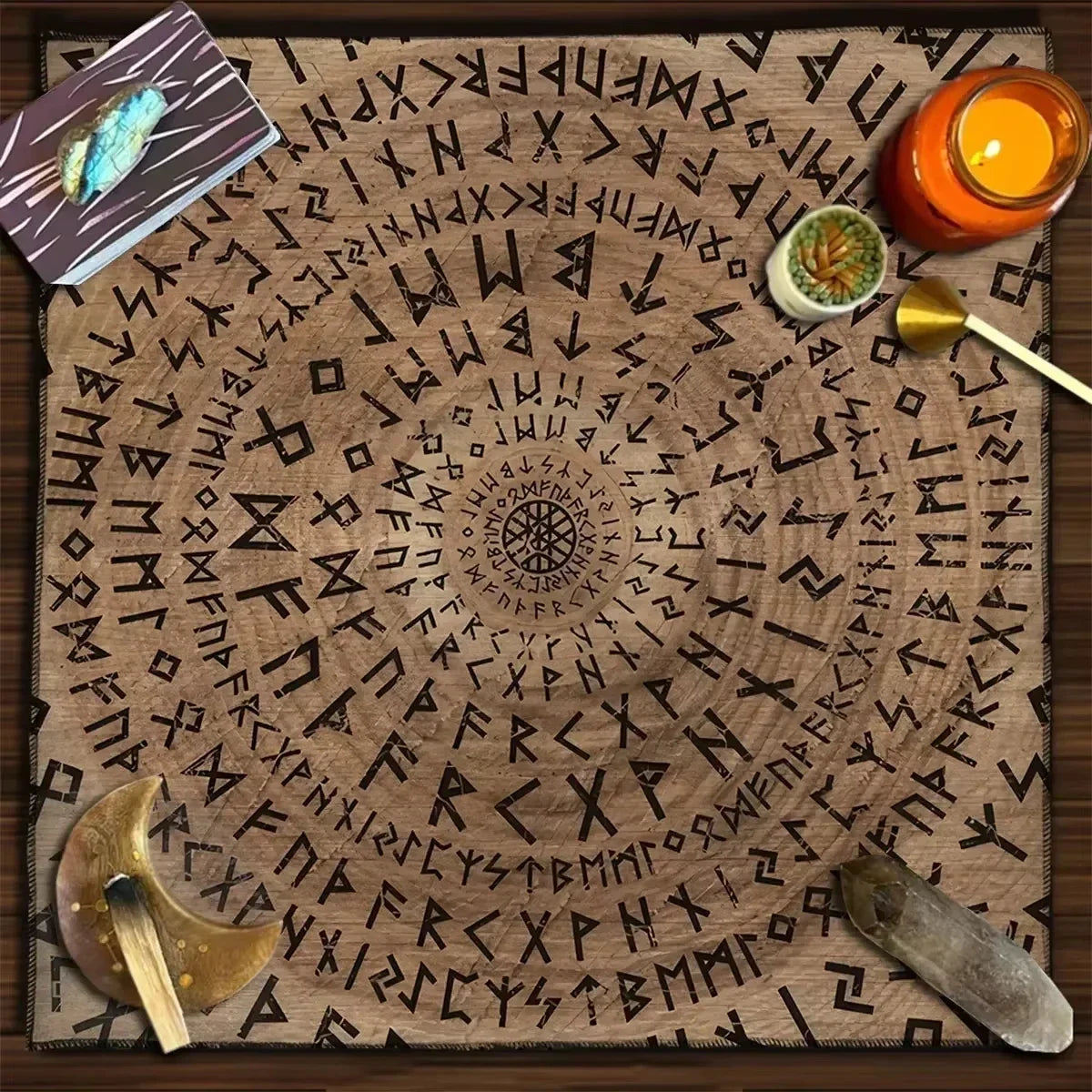 ᚠᚢᚦᚨᚱᚲ Mantel de Altar Nórdico — Runas del Futhark Antiguo