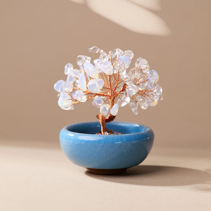 Árbol de la Abundancia con Cristales Naturales — Feng Shui y Decoración Espiritual
