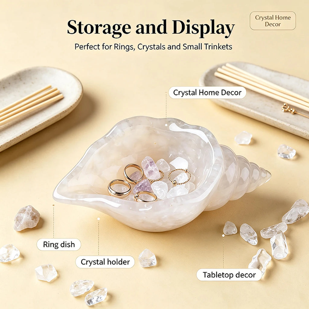 Concha de Cristal Natural — Figura Decorativa de Armonía y Prosperidad