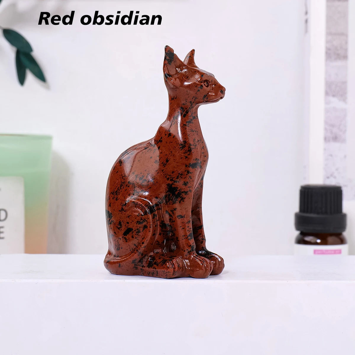 Gato Esfinge de Cristal Natural — Figura de Misterio y Elegancia