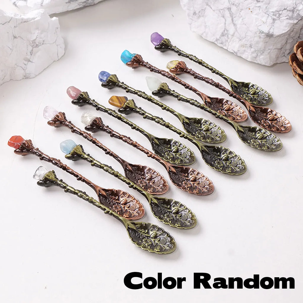 Mini Cucharita de Cristal Natural — Accesorio Decorativo de Altar