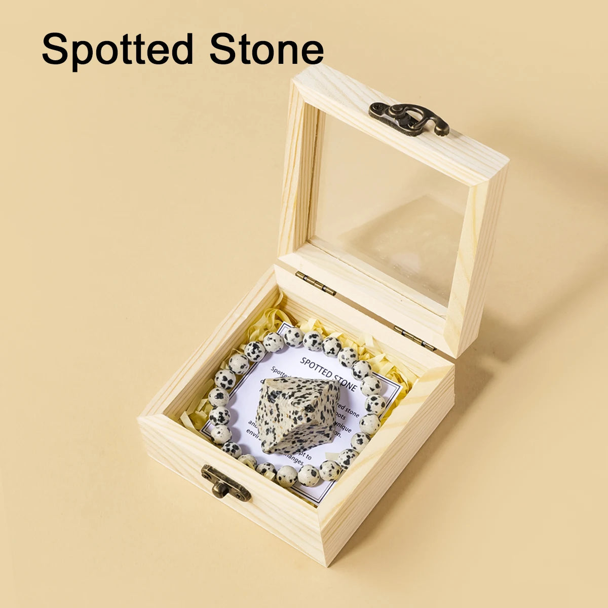 Cofre de Cristales Naturales — Piedra y Pulsera en Caja de Madera