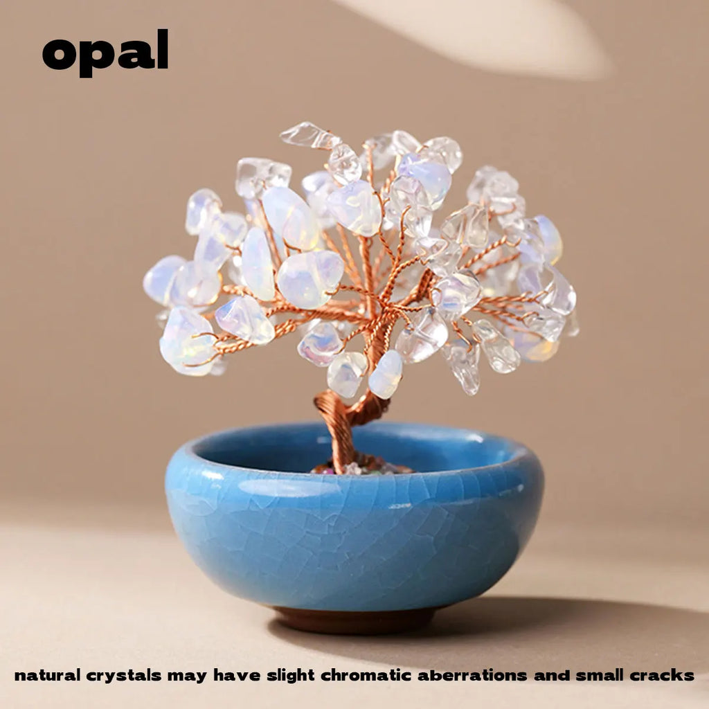 Árbol de la Abundancia con Cristales Naturales — Feng Shui y Decoración Espiritual
