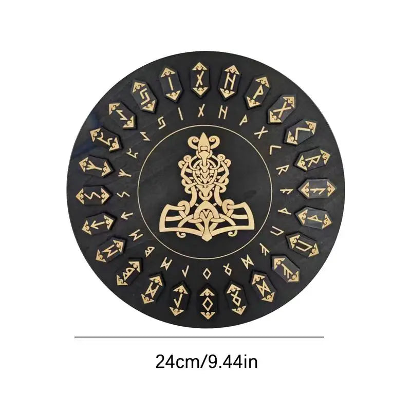 Set de Runas de Bruja — 25 Runas y Tablero de Madera para Adivinación