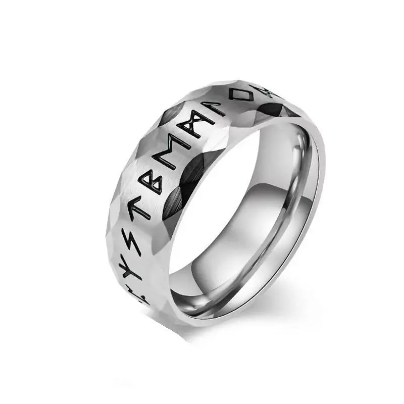 Anillo Vikingo de Runas — Acero Inoxidable de Inspiración Nórdica