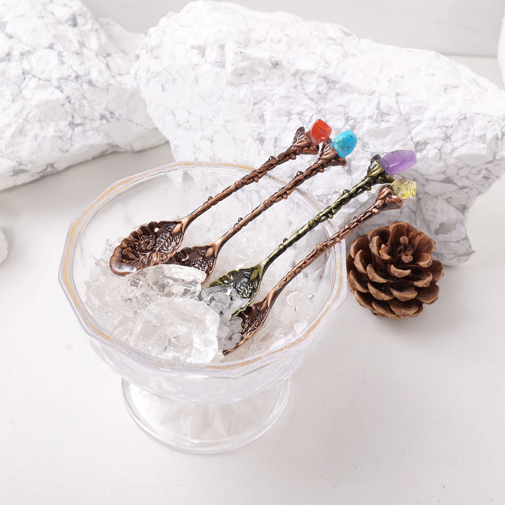 Mini Cucharita de Cristal Natural — Accesorio Decorativo de Altar