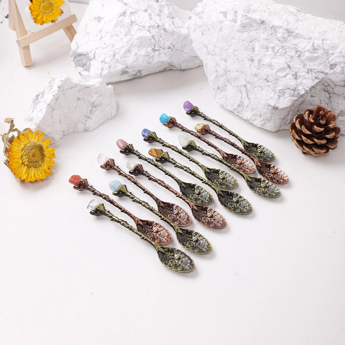 Mini Cucharita de Cristal Natural — Accesorio Decorativo de Altar
