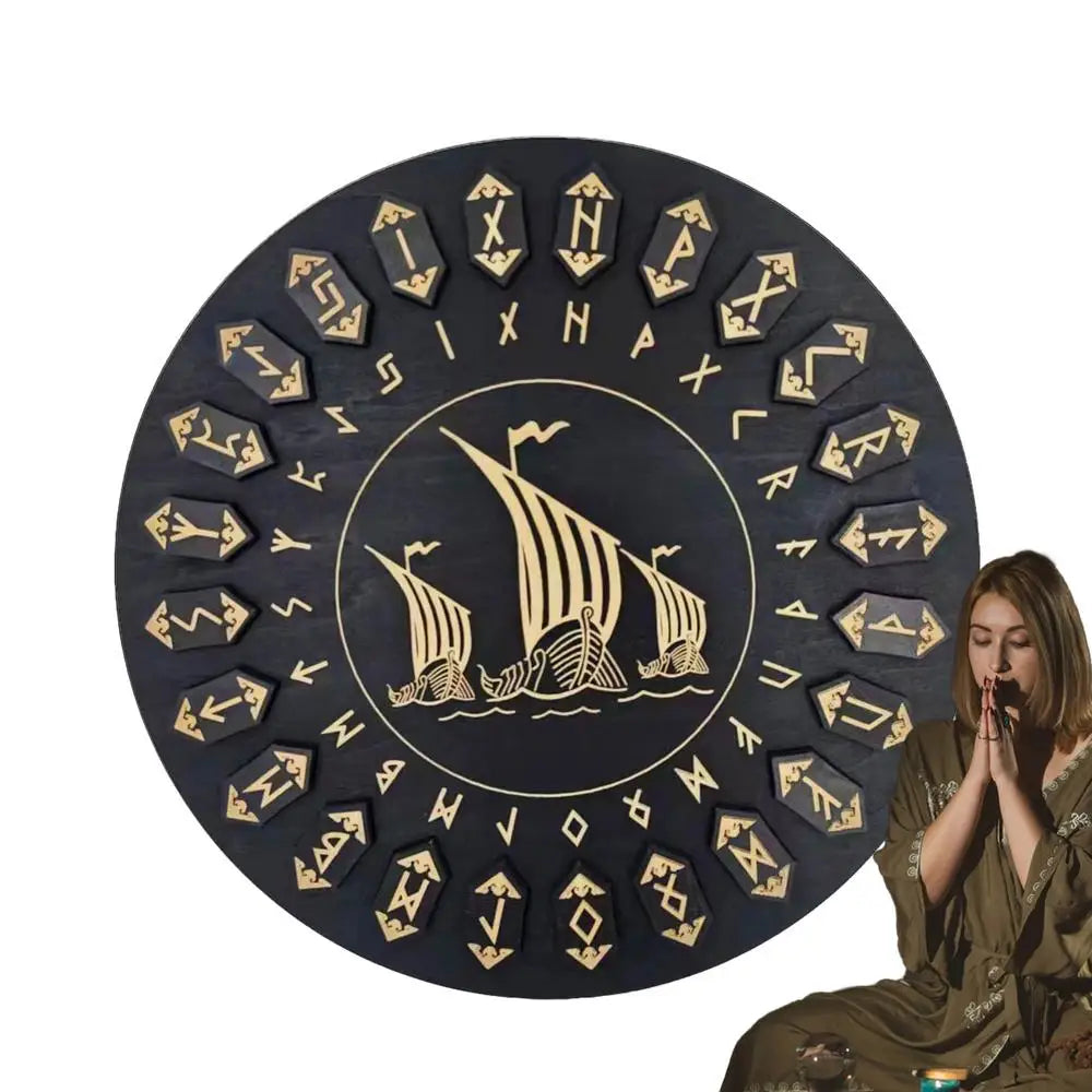 Set de Runas de Bruja — 25 Runas y Tablero de Madera para Adivinación