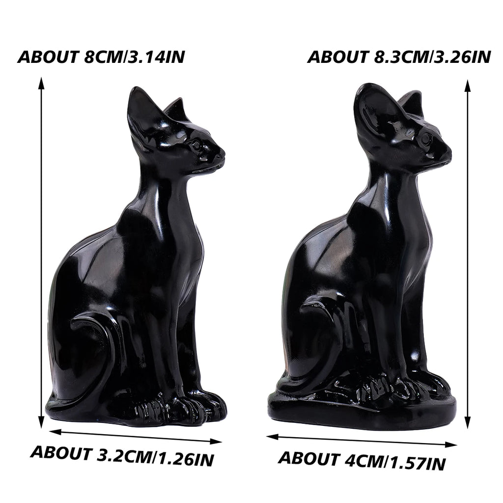 Gato Esfinge de Cristal Natural — Figura de Misterio y Elegancia