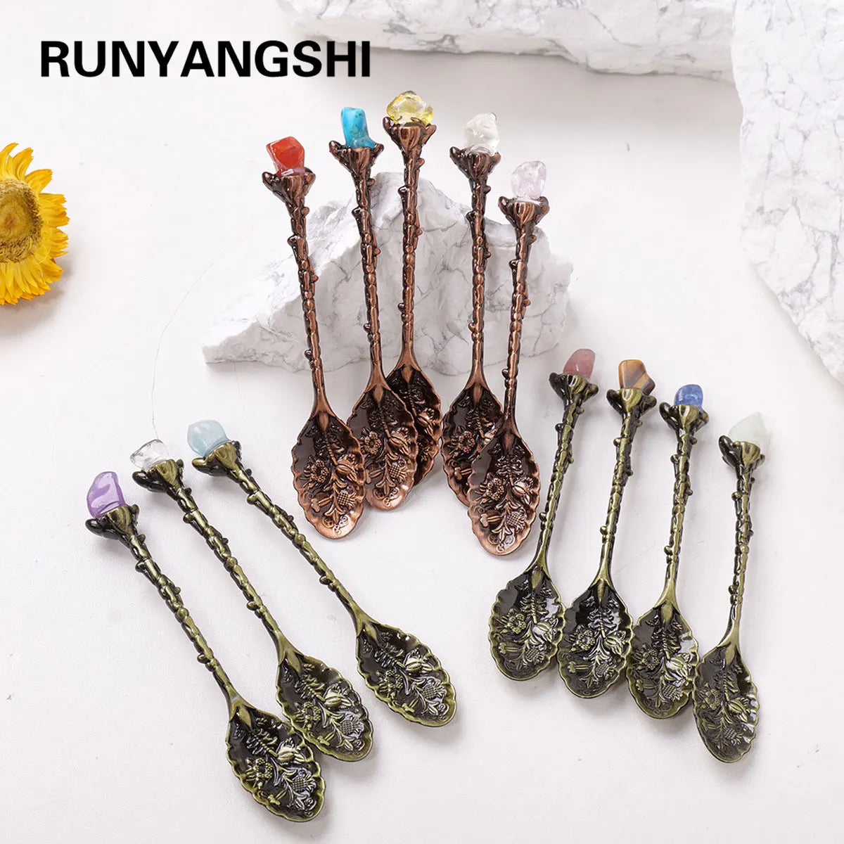 Mini Cucharita de Cristal Natural — Accesorio Decorativo de Altar