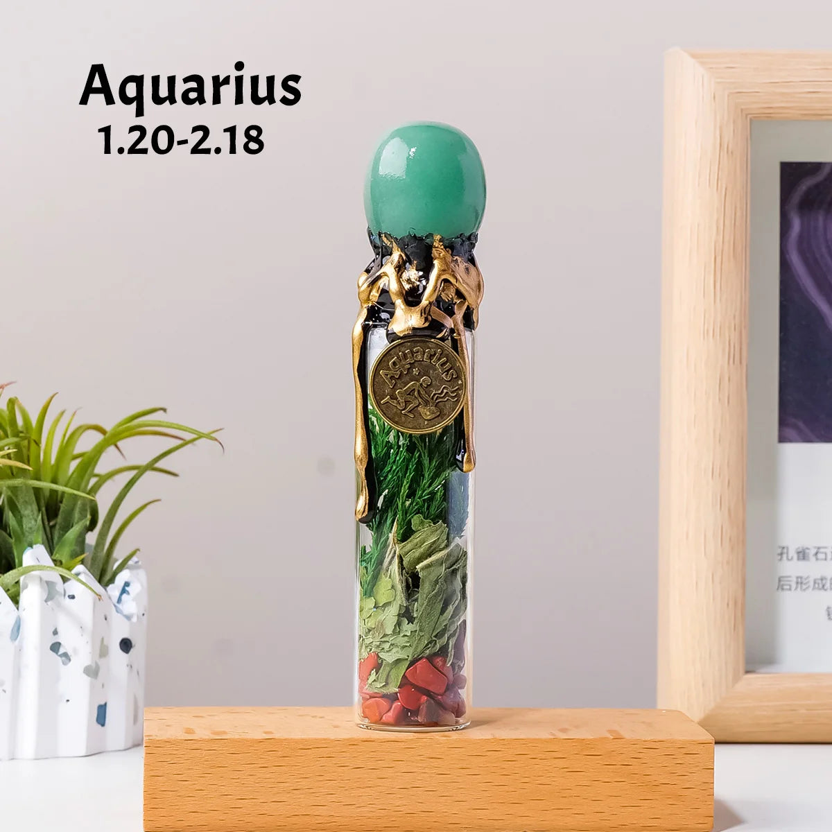 Frasco Zodiacal de Cristales Naturales — Amuleto de los 12 Signos