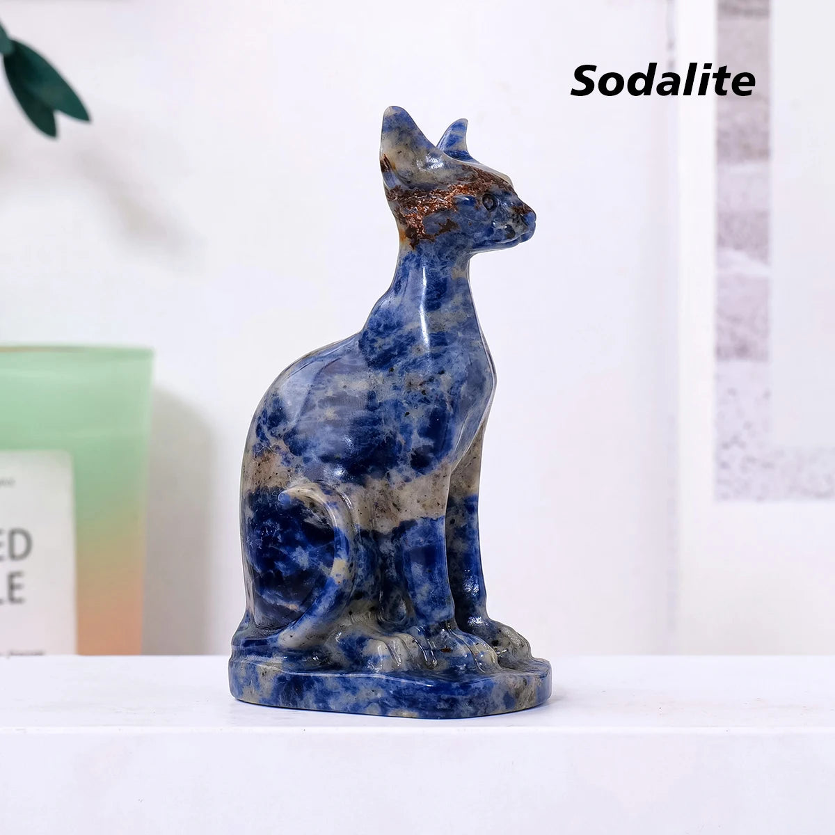 Gato Esfinge de Cristal Natural — Figura de Misterio y Elegancia