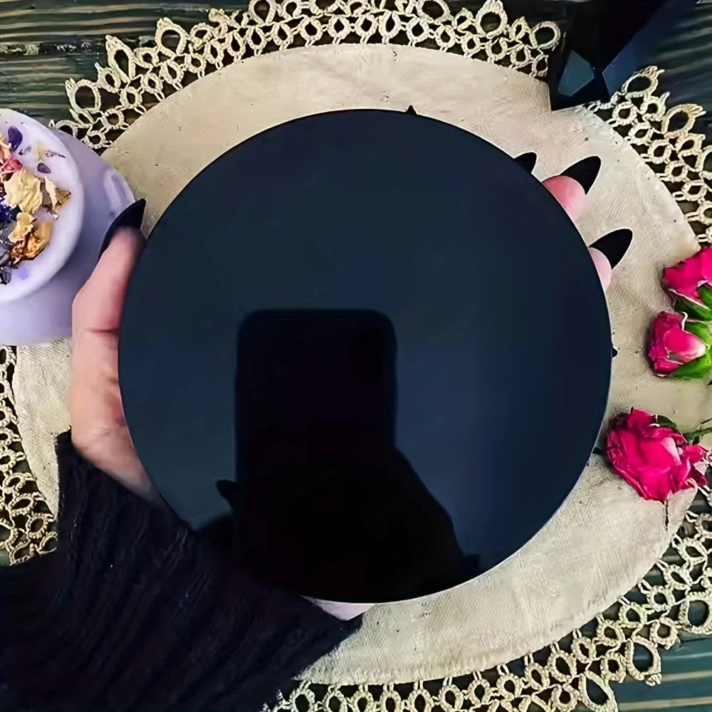 Espejo Mágico de Obsidiana Natural — Visión e Intuición