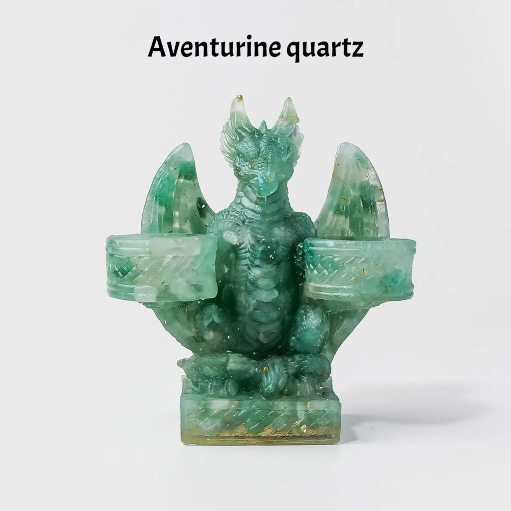 Dragón Guardián de Cristales Naturales — Figura Decorativa de Altar
