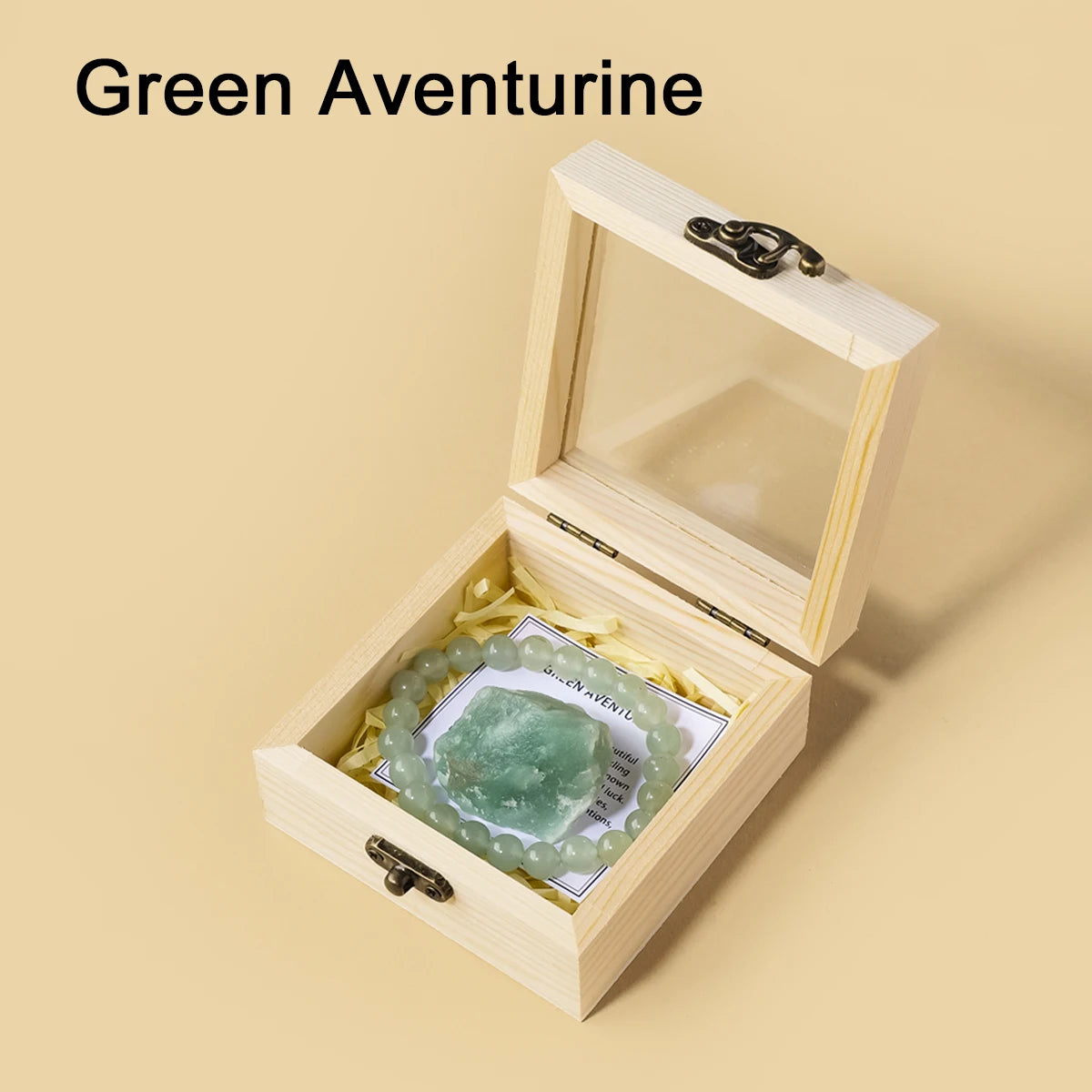 Cofre de Cristales Naturales — Piedra y Pulsera en Caja de Madera