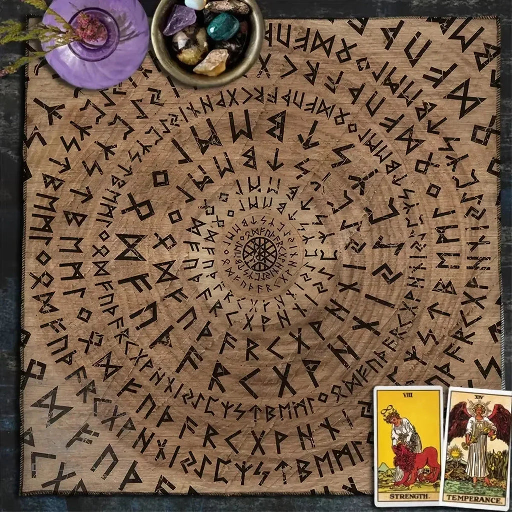 ᚠᚢᚦᚨᚱᚲ Mantel de Altar Nórdico — Runas del Futhark Antiguo