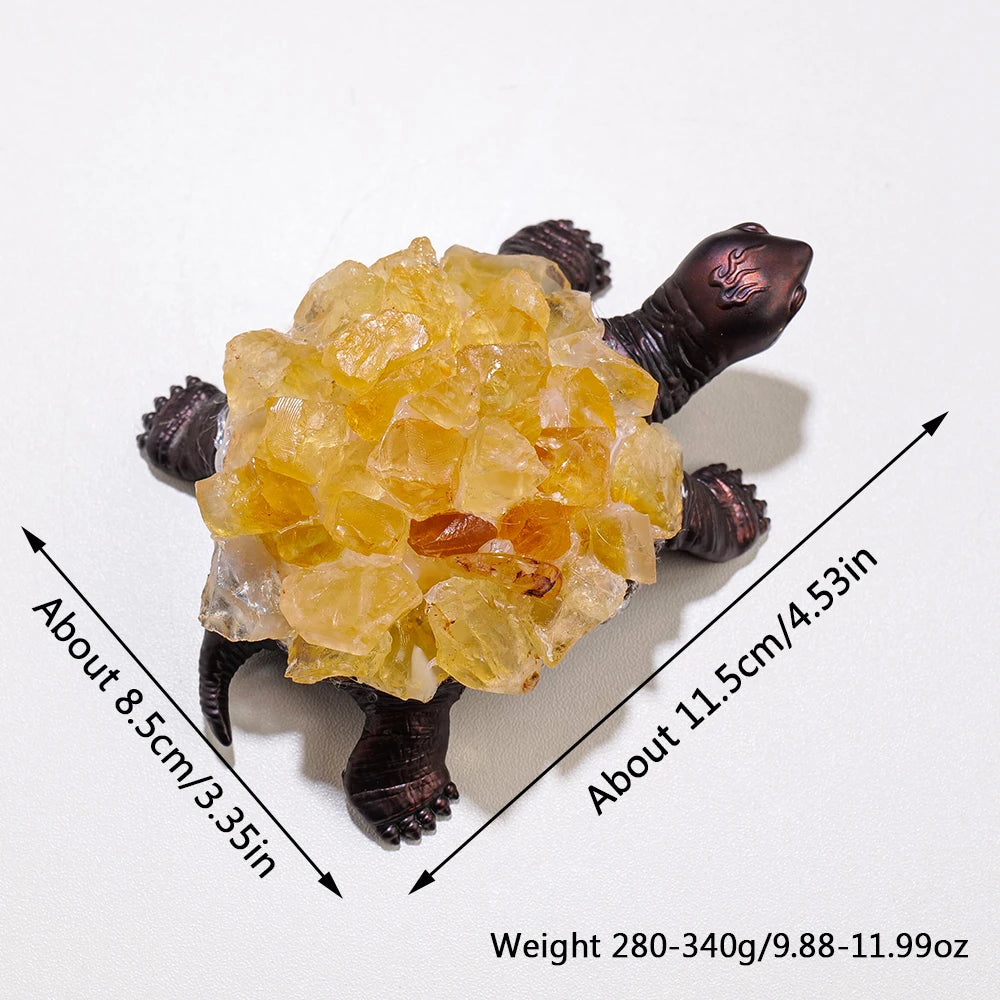 Tortuga de Cristal Natural con Drusa — Símbolo de Sabiduría y Longevidad