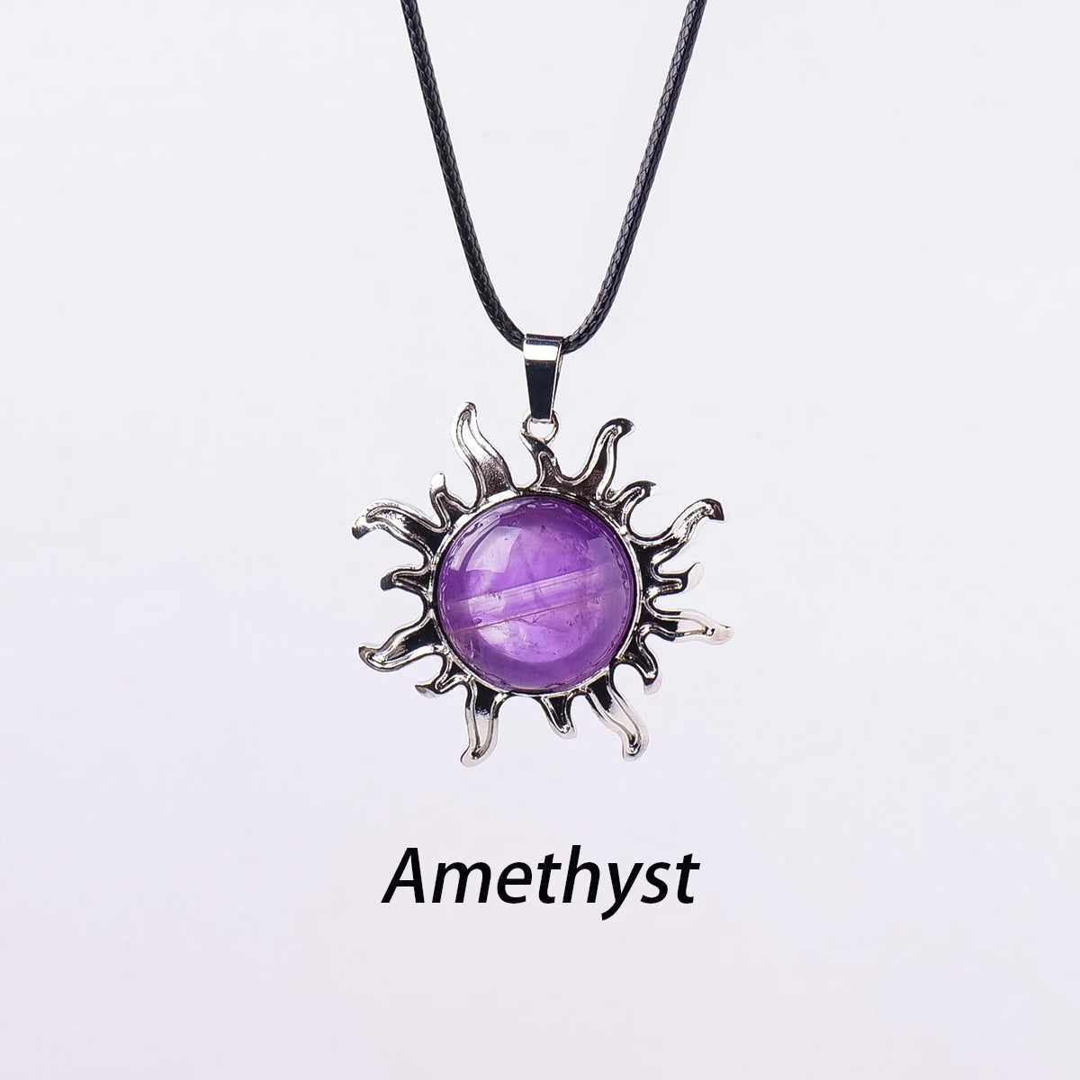 Colgante del Sol de Apolo con Cristal Natural — Amuleto Solar