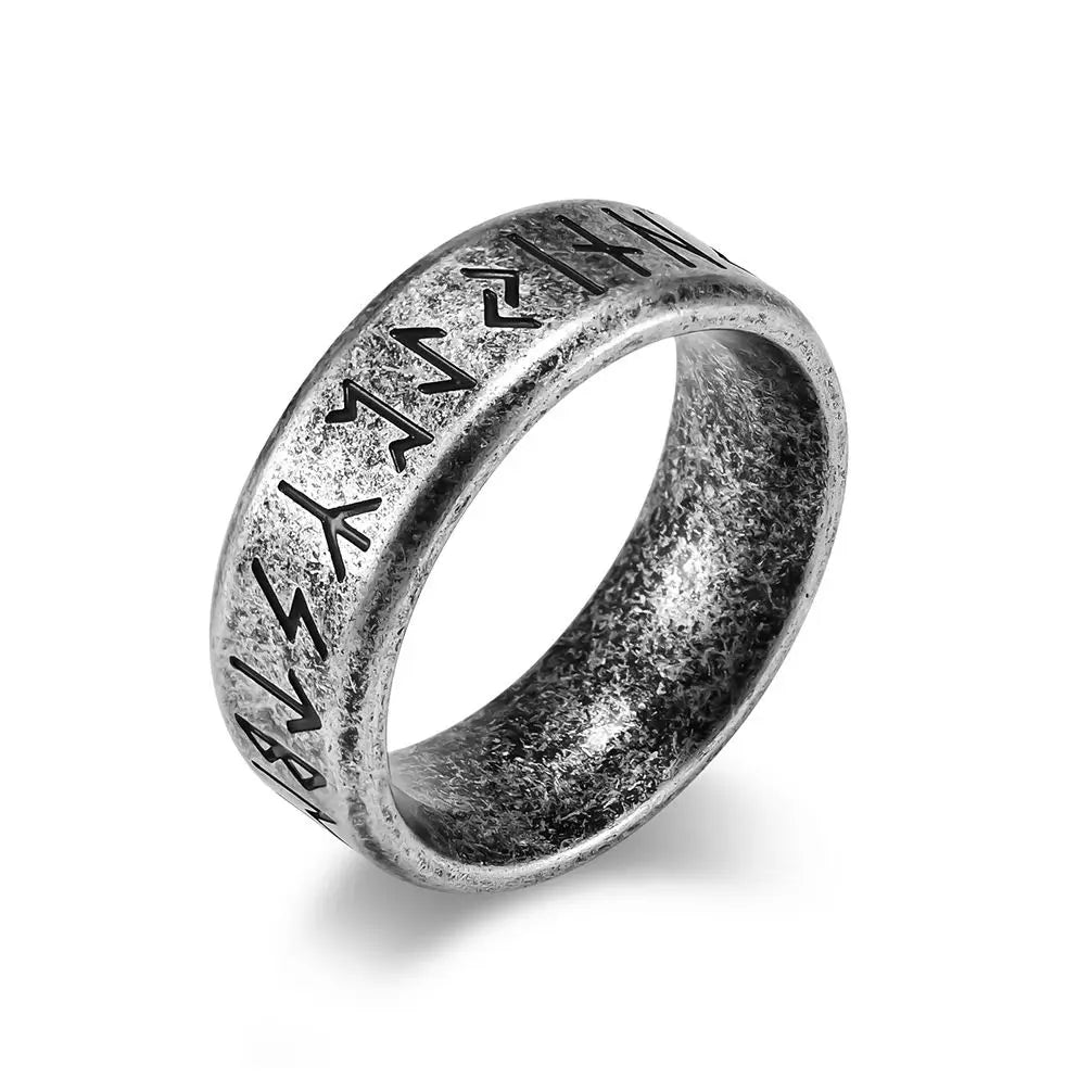 Anillo Vikingo de Runas — Acero Inoxidable de Inspiración Nórdica