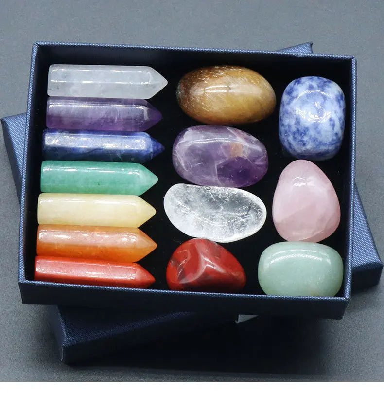 Set de 14 Piedras Naturales de los 7 Chakras — Cristales para Meditación y Rituales
