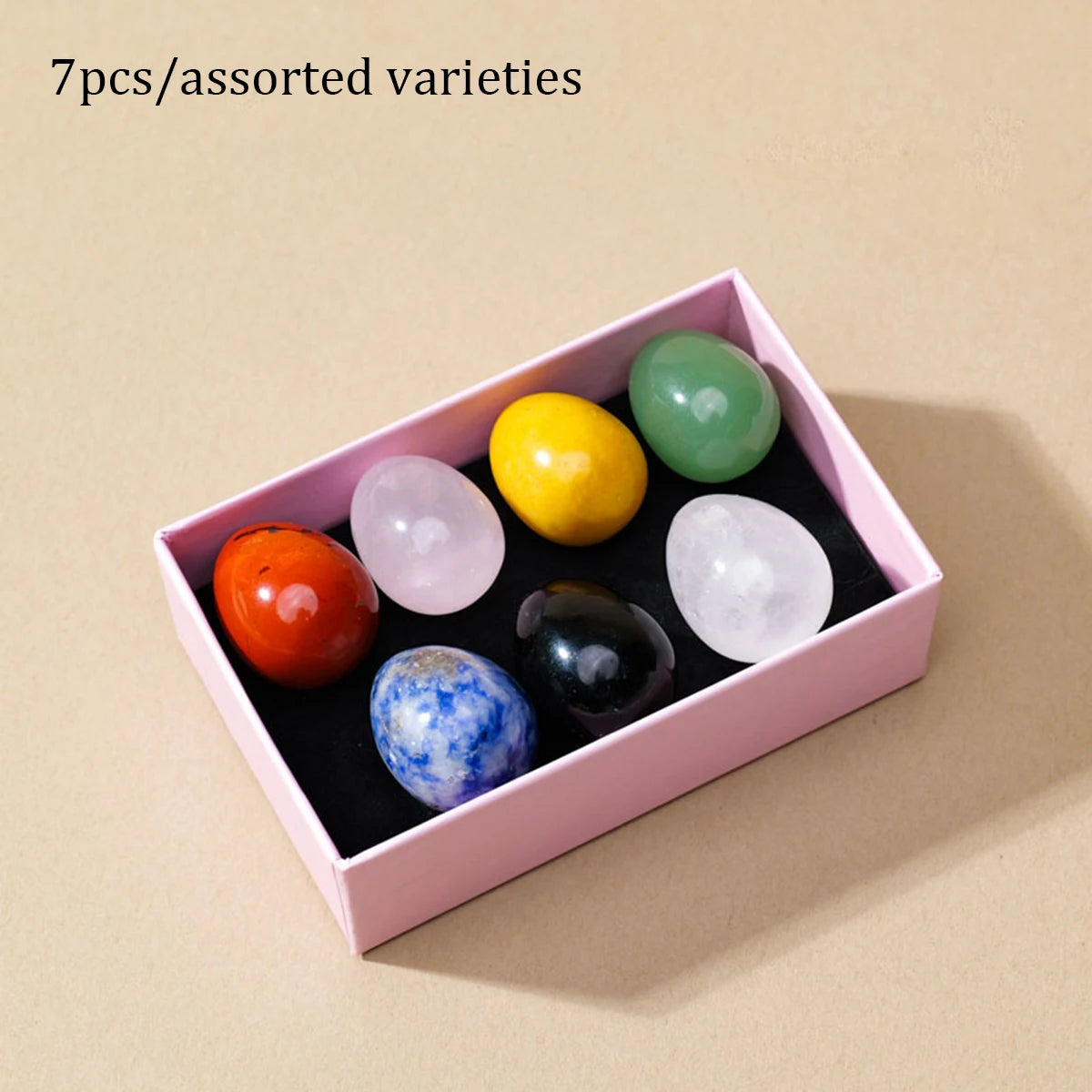 Caja de Mini Huevos de Cristales Naturales — Colección de Minerales