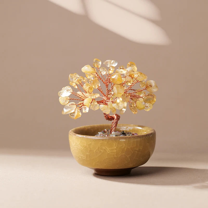 Árbol de la Abundancia con Cristales Naturales — Feng Shui y Decoración Espiritual