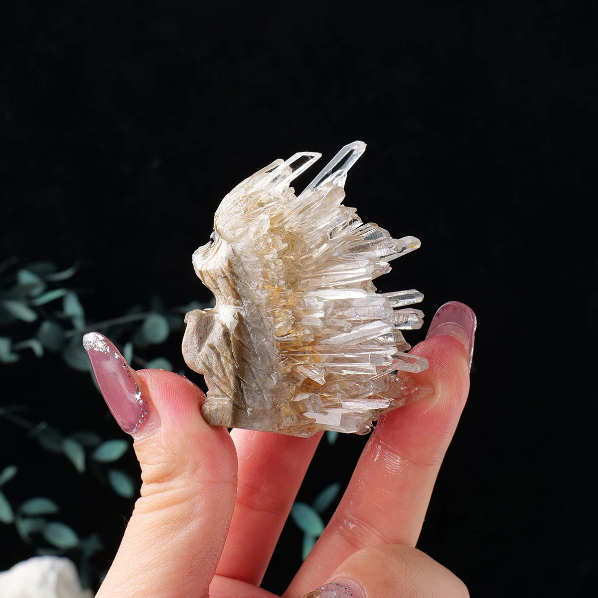 Erizo de Cristales Naturales — Figura Decorativa con Drusa de Cuarzo