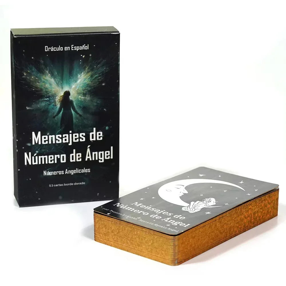 Oráculo de los Números Angelicales — 53 Cartas con Bordes Dorados