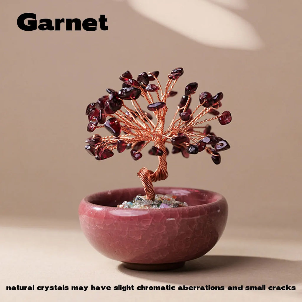 Árbol de la Abundancia con Cristales Naturales — Feng Shui y Decoración Espiritual