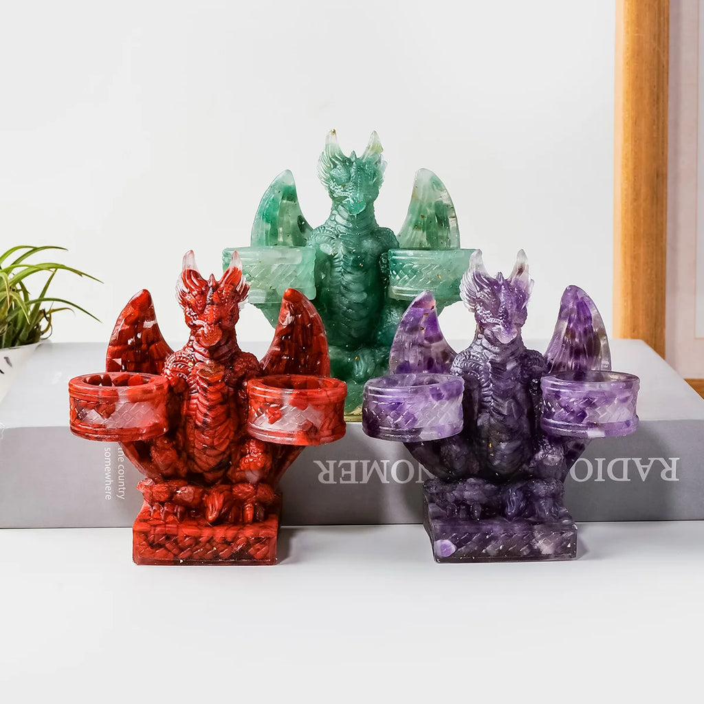 Dragón Guardián de Cristales Naturales — Figura Decorativa de Altar