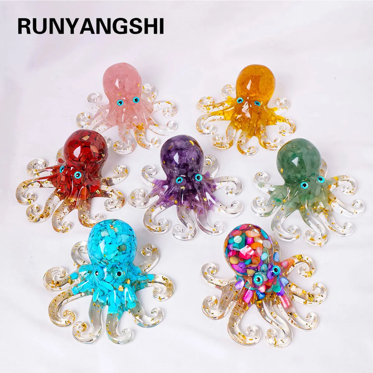 Pulpo de Cristales Naturales — Figura Decorativa Marina