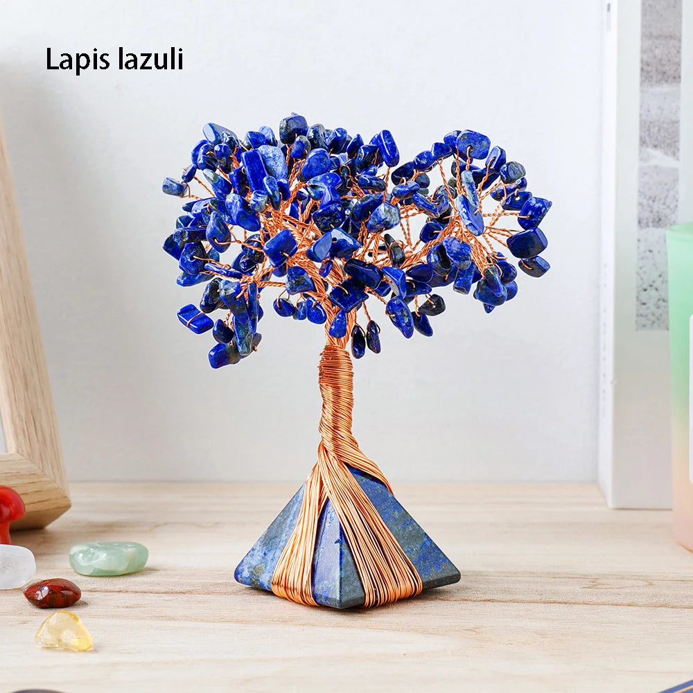 Árbol de Cristales Naturales con Base Piramidal — Abundancia y 7 Chakras