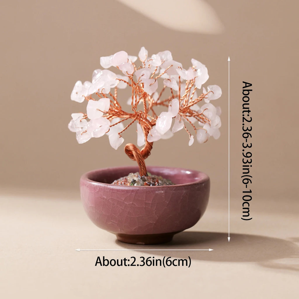 Árbol de la Abundancia con Cristales Naturales — Feng Shui y Decoración Espiritual