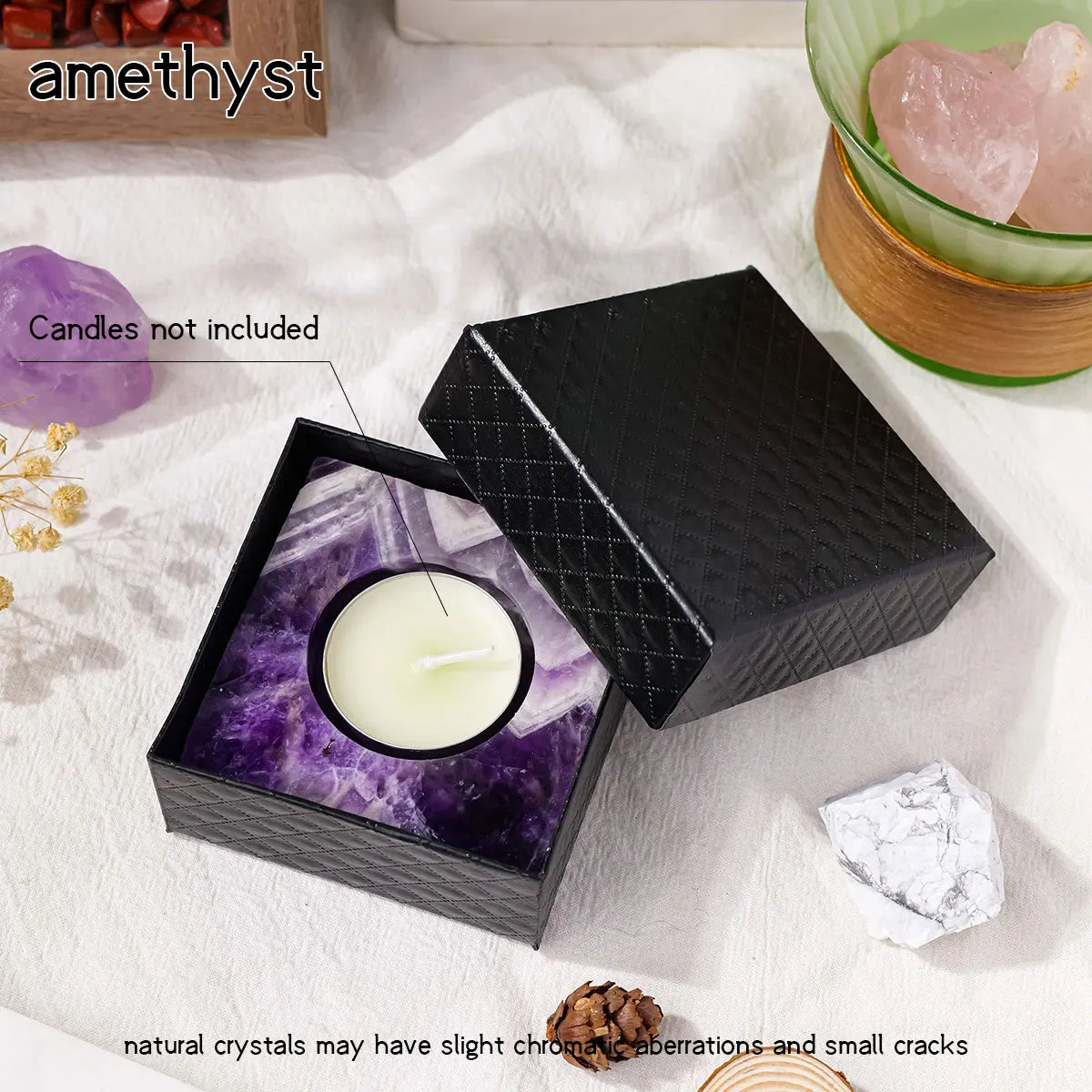 Portavelas de Cristal Natural en Bruto — Decoración de Altar