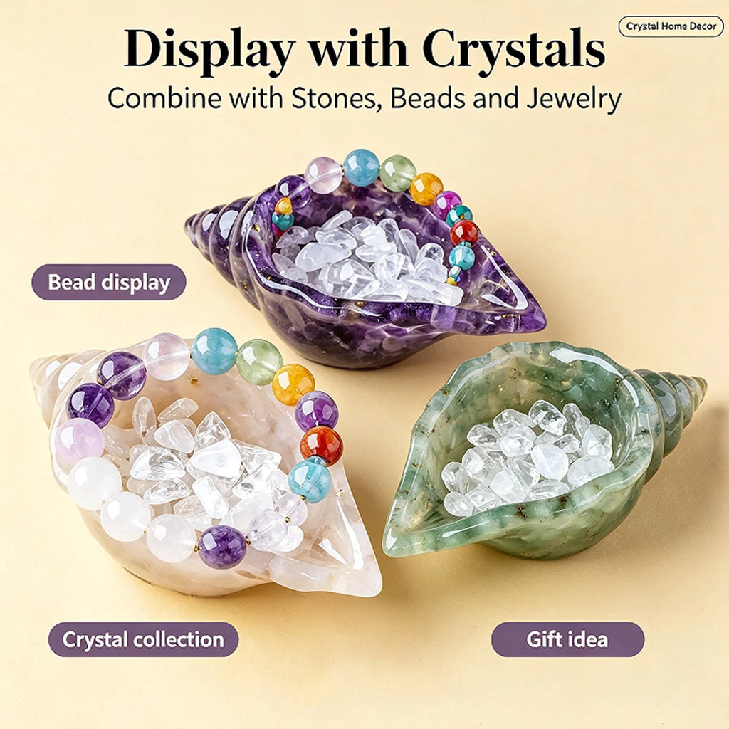 Concha de Cristal Natural — Figura Decorativa de Armonía y Prosperidad