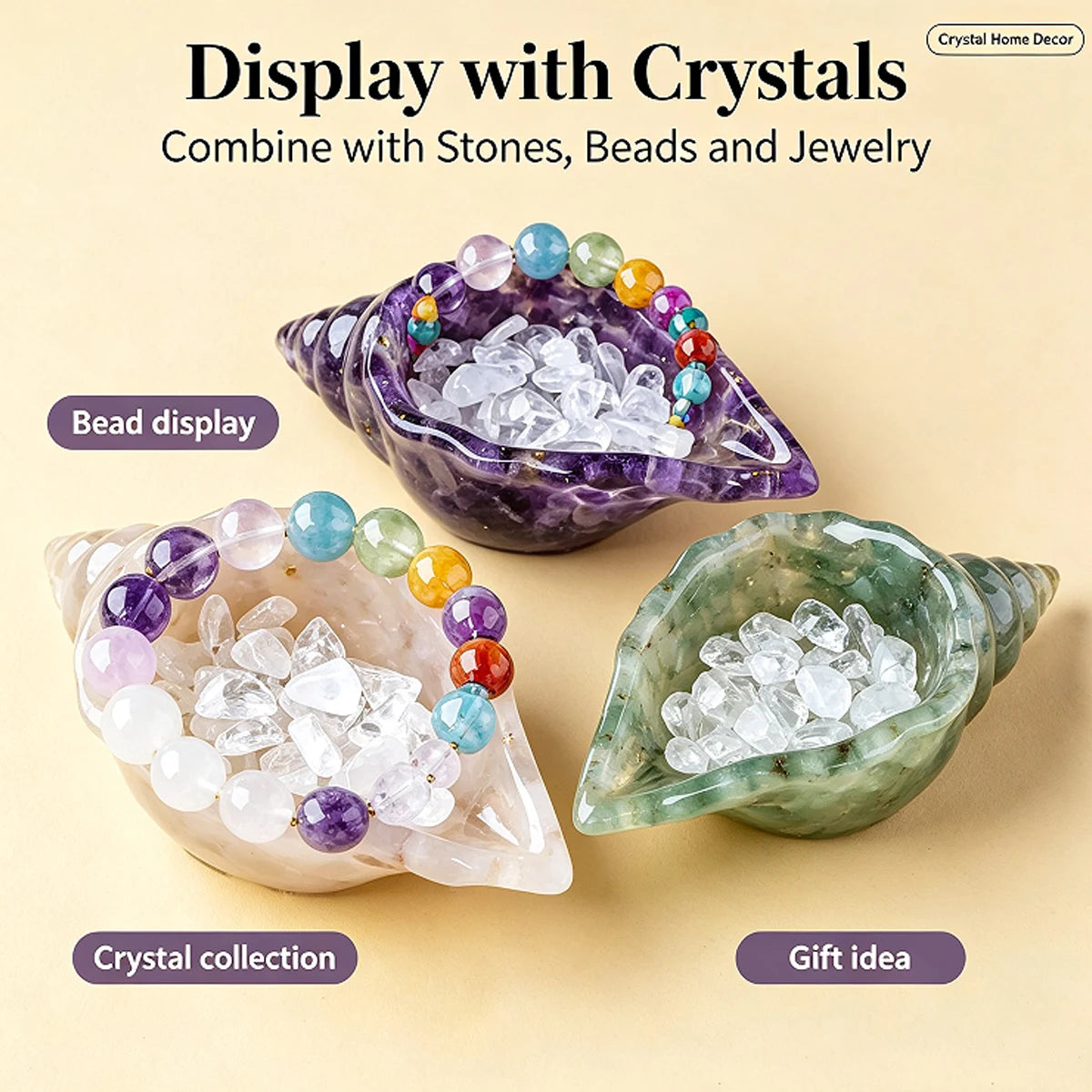 Concha de Cristal Natural — Figura Decorativa de Armonía y Prosperidad