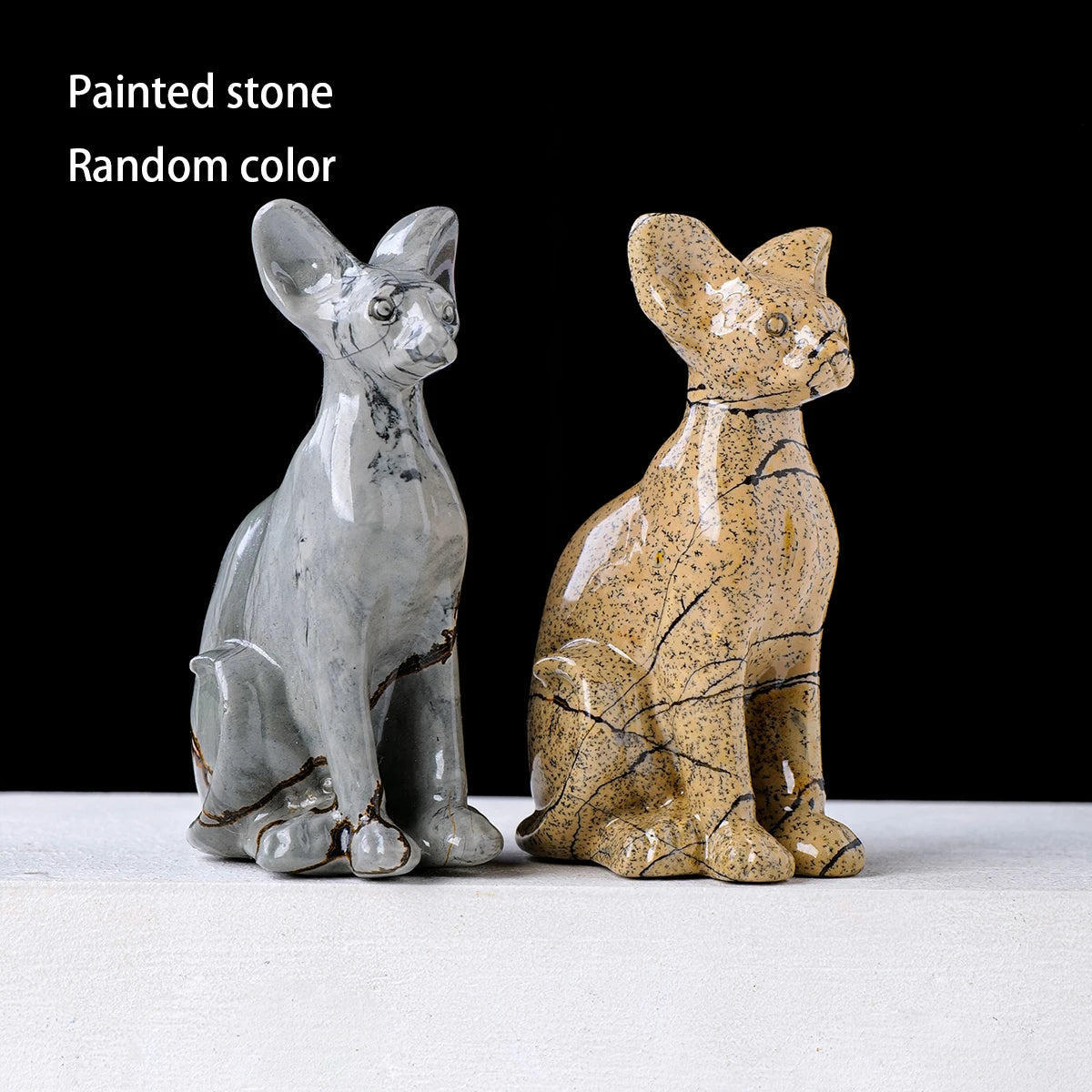 Gato Esfinge de Cristal Natural — Figura de Misterio y Elegancia
