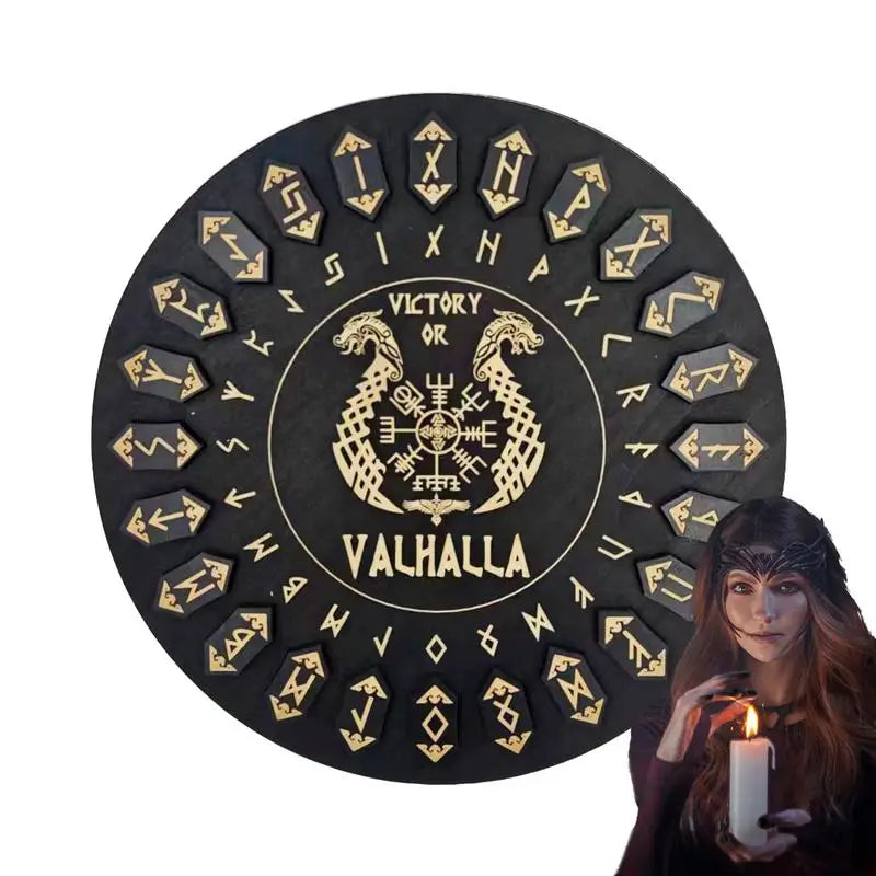 Set de Runas de Bruja — 25 Runas y Tablero de Madera para Adivinación