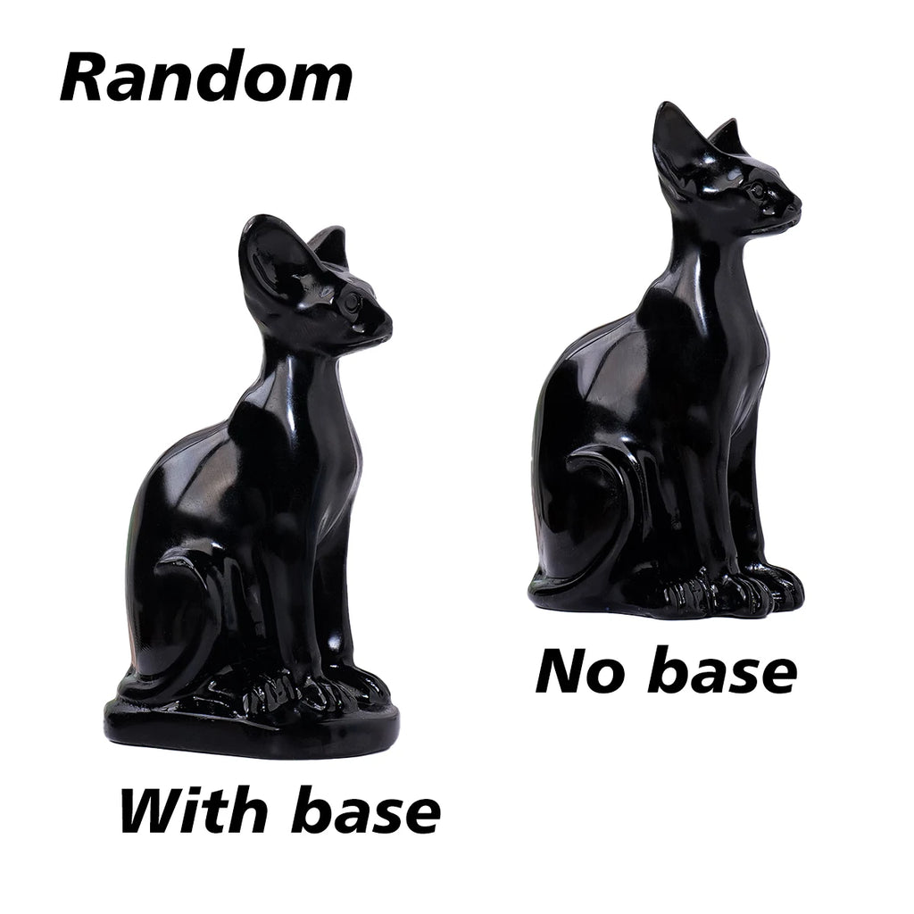 Gato Esfinge de Cristal Natural — Figura de Misterio y Elegancia