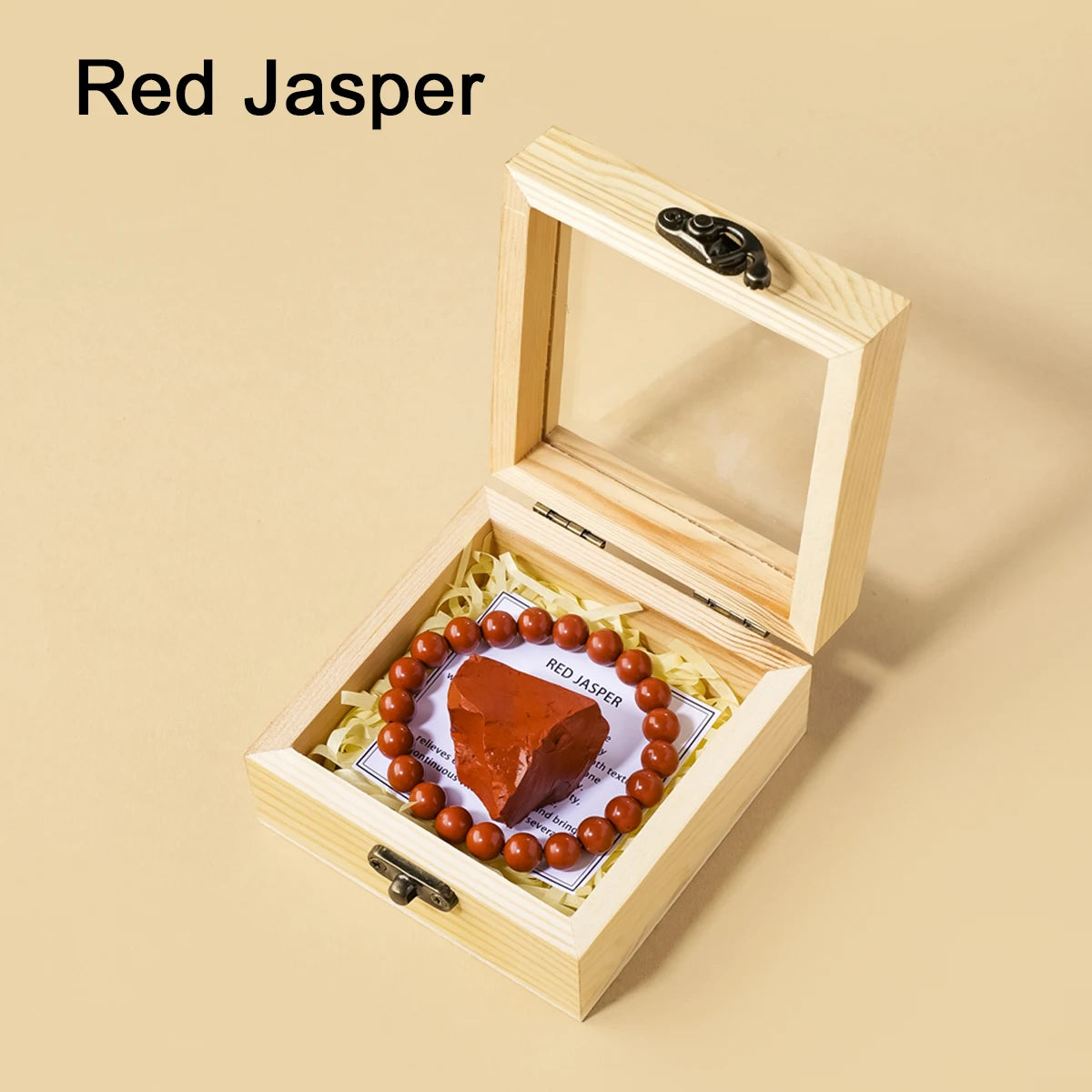 Cofre de Cristales Naturales — Piedra y Pulsera en Caja de Madera