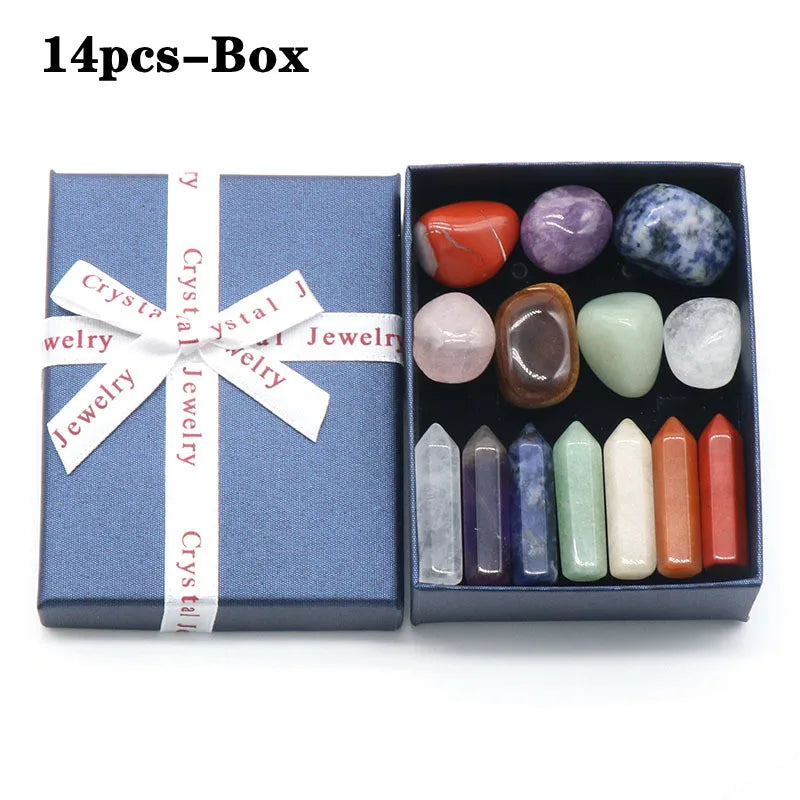 Set de 14 Piedras Naturales de los 7 Chakras — Cristales para Meditación y Rituales