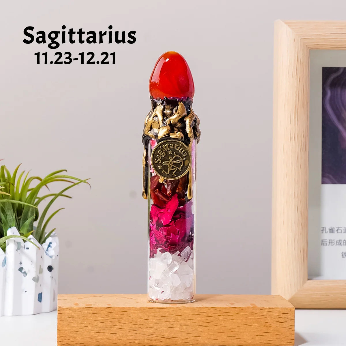 Frasco Zodiacal de Cristales Naturales — Amuleto de los 12 Signos
